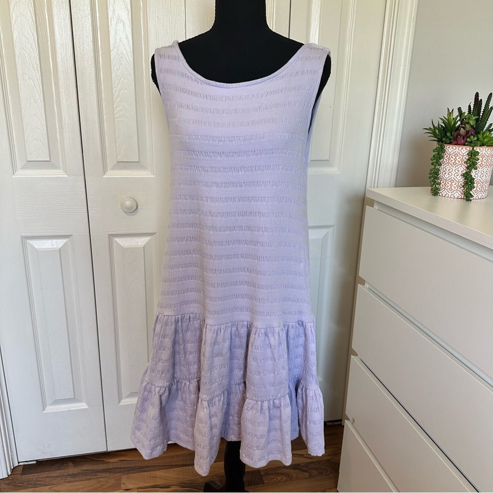 Anthropologie Lavender Open-Back Tiered Mini Dress Size M - Picture 3 of 13